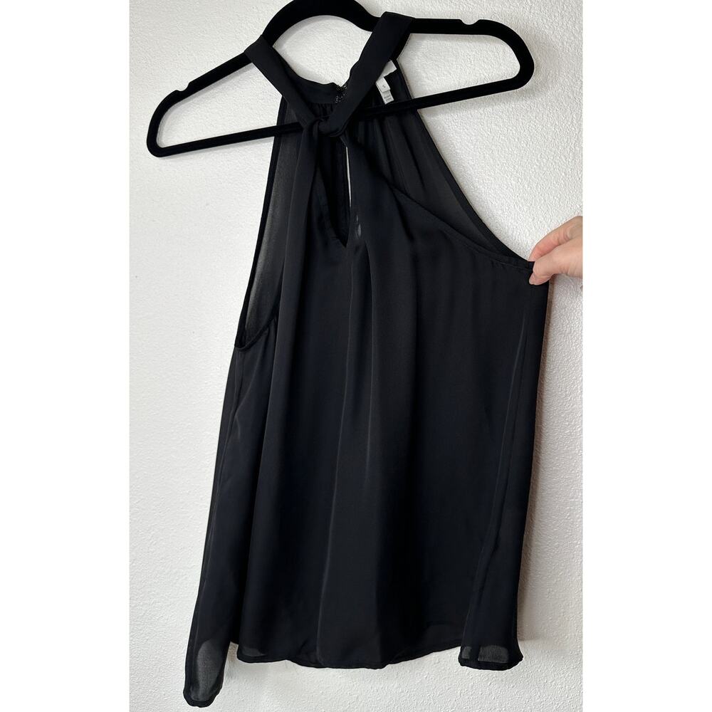 Joie Black Sheer Twist Open Racerback Keyhole High Neck Tank Top S